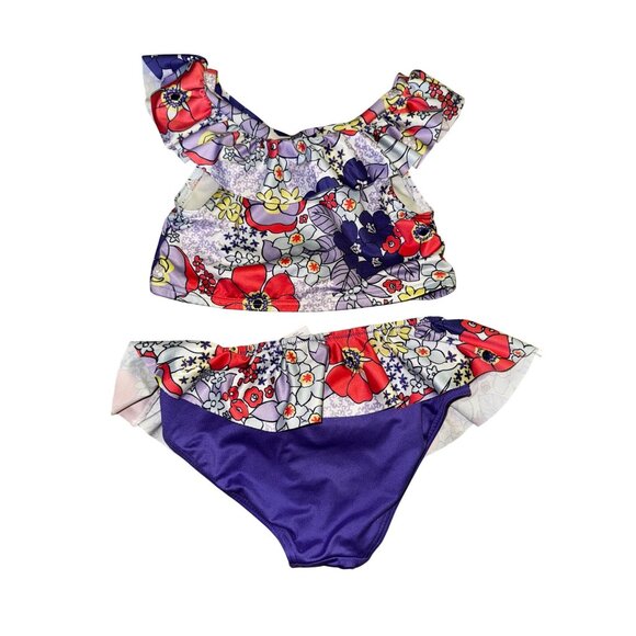 Girls Harper Canyon Floral Ruffle‎ Bikini Set Size 7 Kids Bathing Suit Cute Pool - Picture 2 of 5